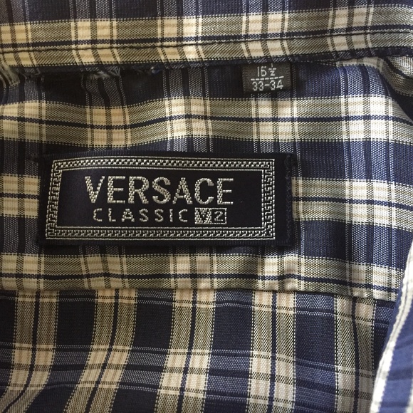 Versace Classic checked button down, size 15.5 - Picture 2 of 3